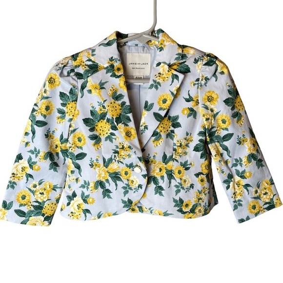 Janie and Jack Floral Easter Blue Yellow Green Jacket 18-24M - Picture 1 of 12